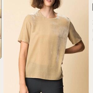 VINCE Velvet Blouse in Dill